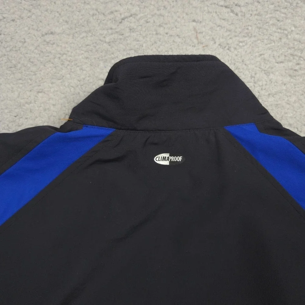 Adidas ClimaProof Windbreaker Mens Medium Black Blue Waterproof Full Zip Jacket